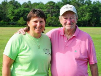 Camp director Frannie Slabonik, left, poses with former director and owner Richard Miller. DAN COOK PHOTO